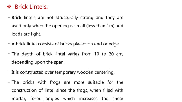 Details of lintels | PPTX