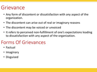 Discipline, Grievance and Industrial Relations.