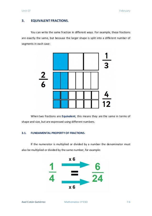 1 ESO UNIT 07 FRACTIONS.