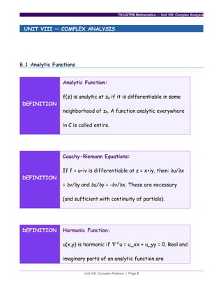 Complex Analysis for TN UGTRB Mathematics | DOCX