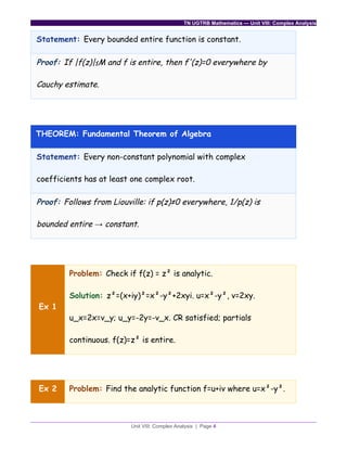 Complex Analysis for TN UGTRB Mathematics | DOCX