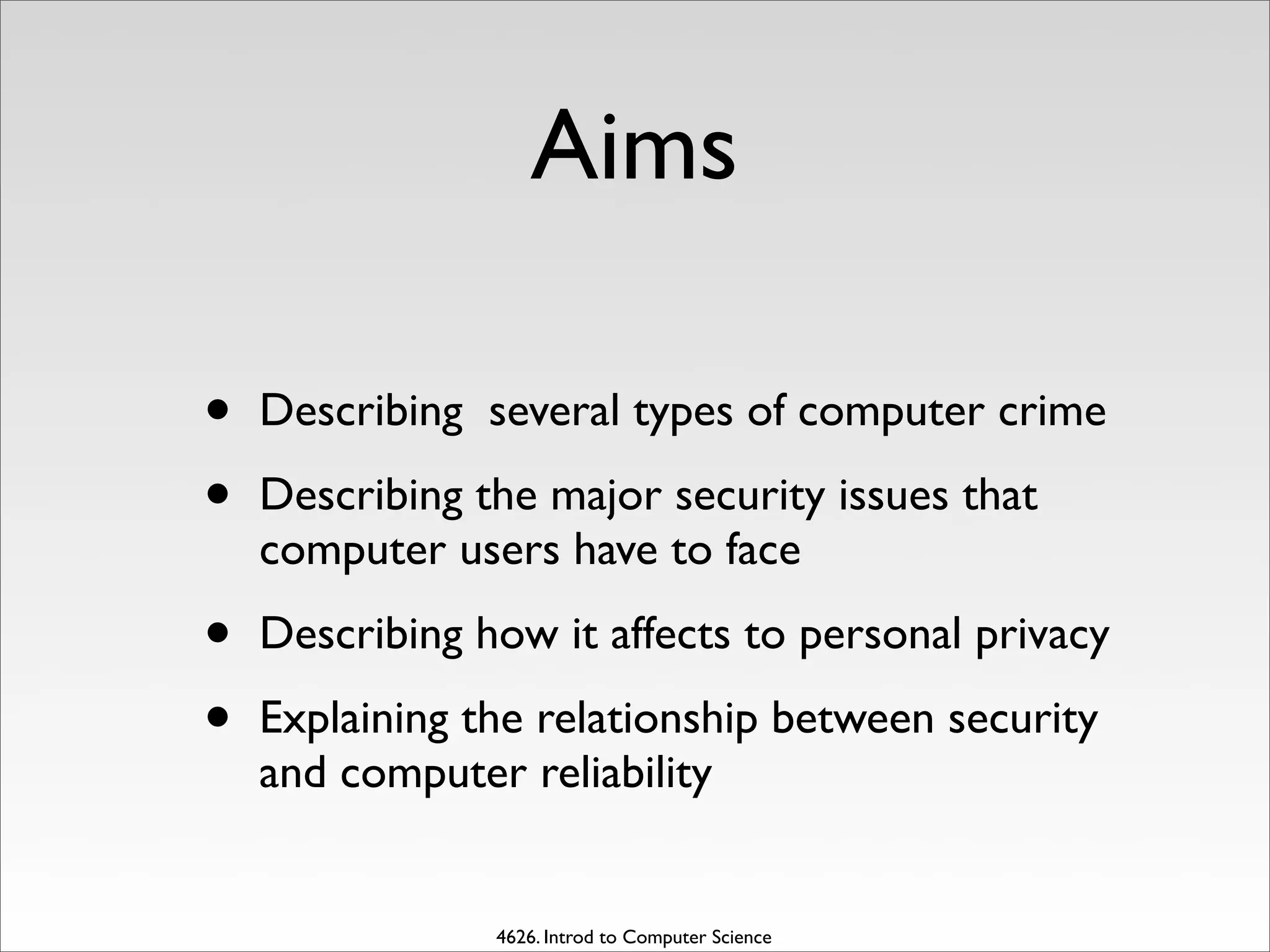 Computer Security and Risks