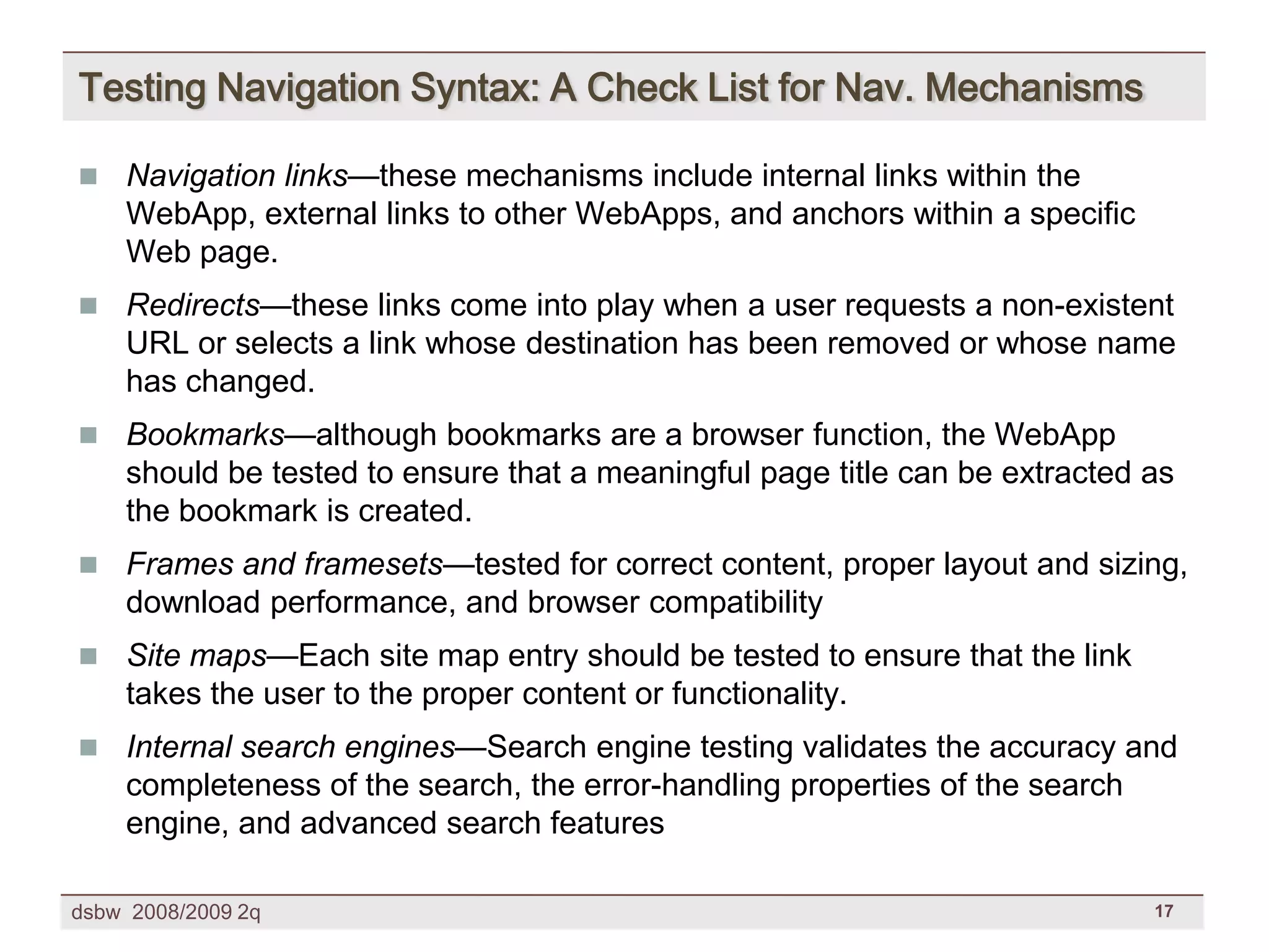 [DSBW Spring 2009] Unit 09: Web Testing
