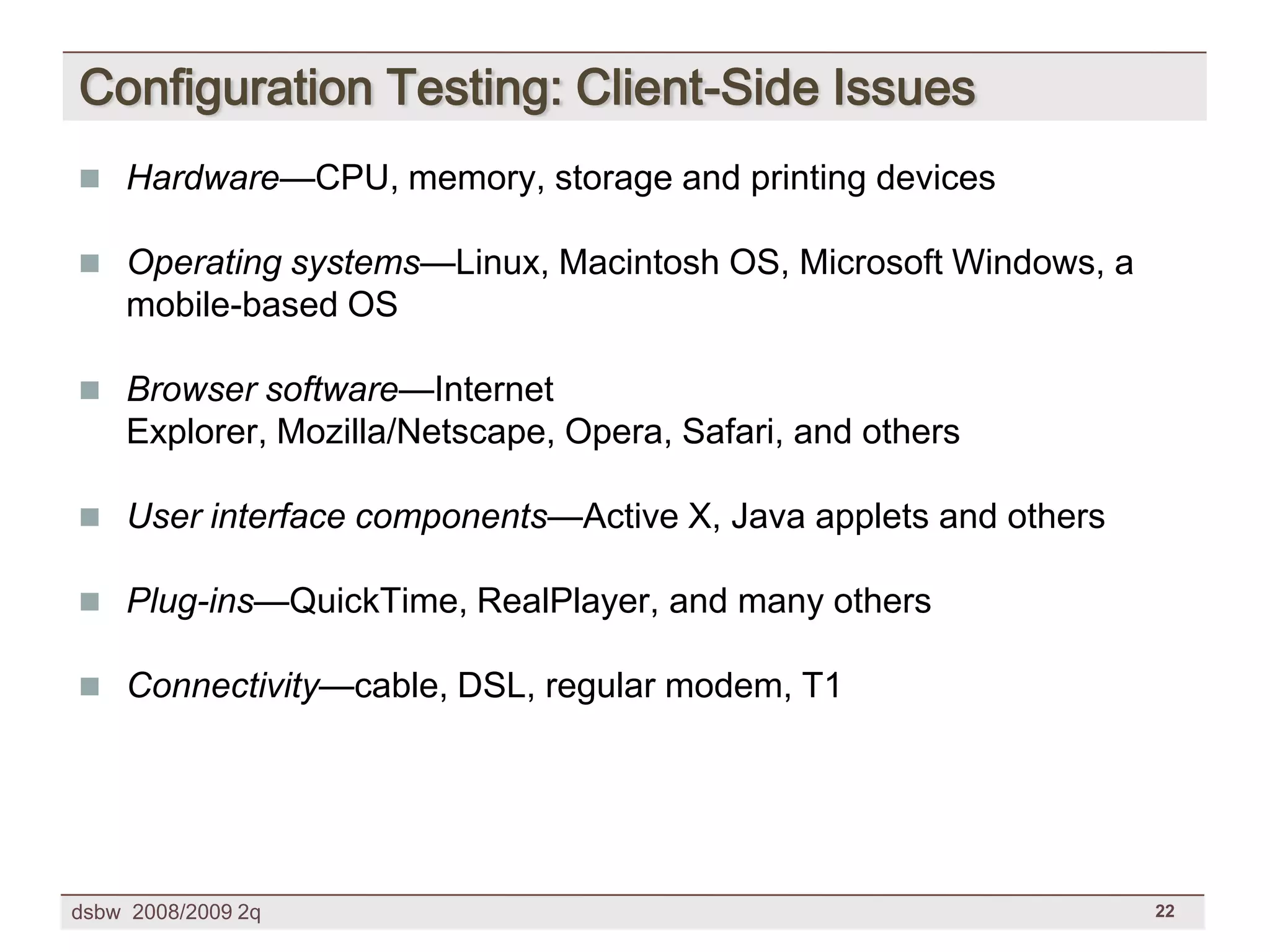 [DSBW Spring 2009] Unit 09: Web Testing