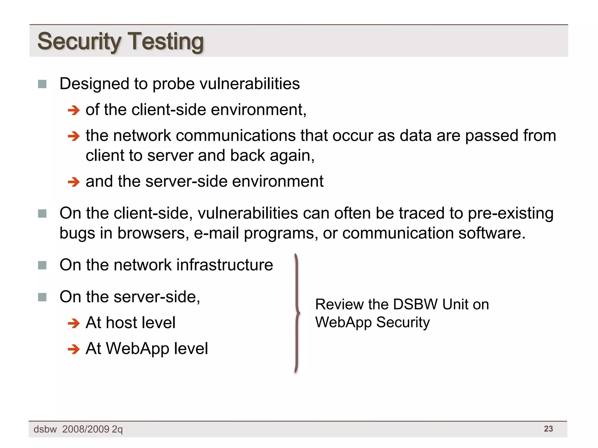 [DSBW Spring 2009] Unit 09: Web Testing