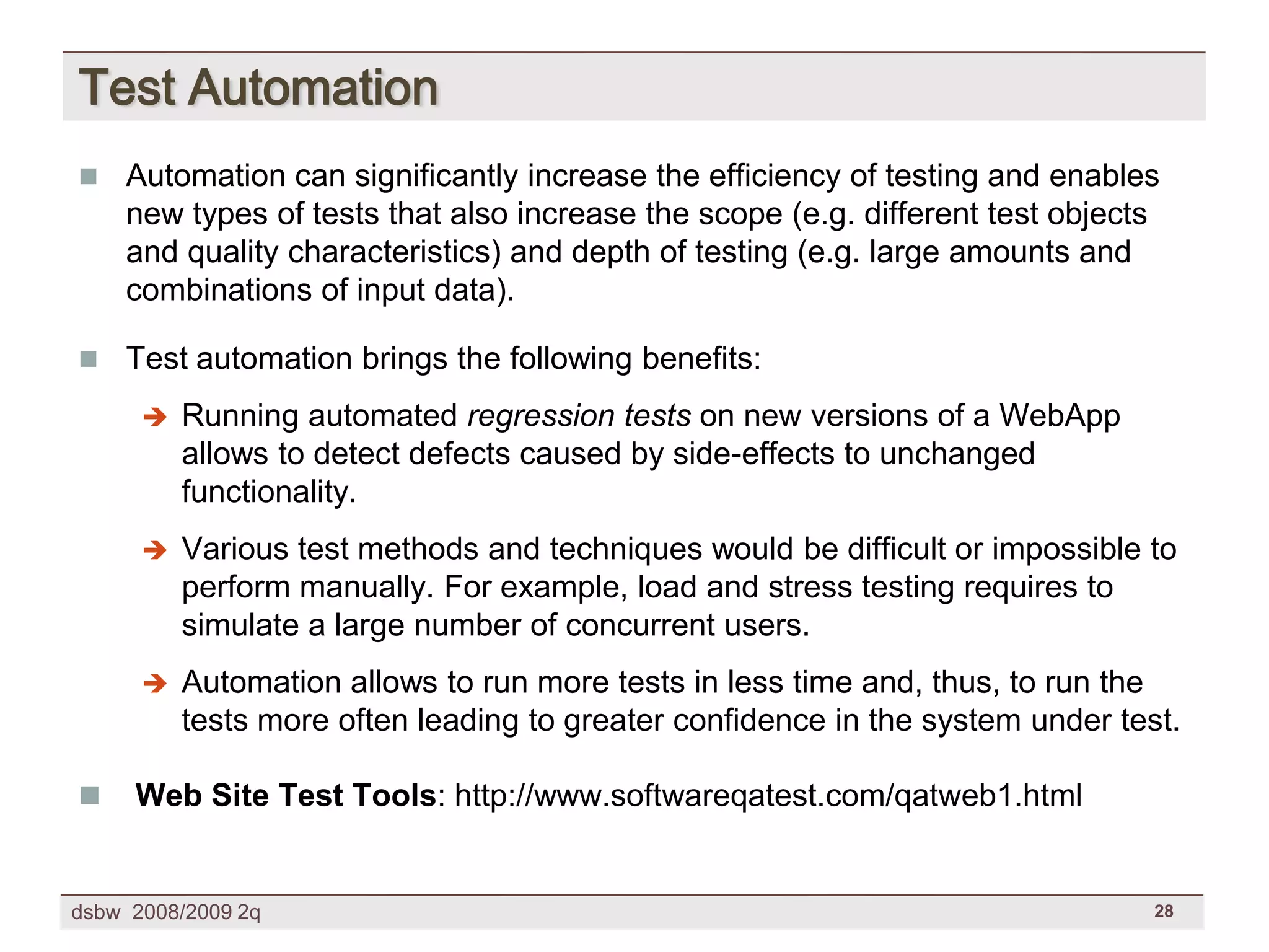 [DSBW Spring 2009] Unit 09: Web Testing