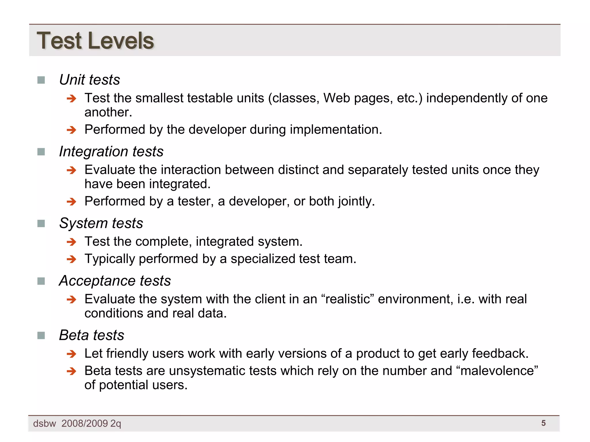 [DSBW Spring 2009] Unit 09: Web Testing
