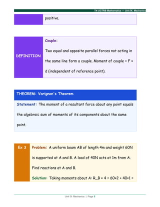 Take Moments Math Comprehensive Mechanics Concepts for TN UGTRB Mathematics Exam ...