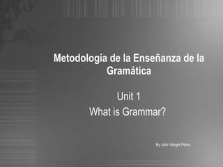 Metodología de la Enseñanza de la Gramática Unit 1 What is Grammar?  By Julio Vangel Pérez   