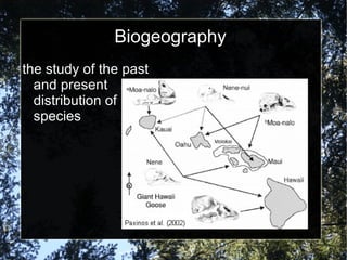 Biogeography the study of the past and present distribution of species 