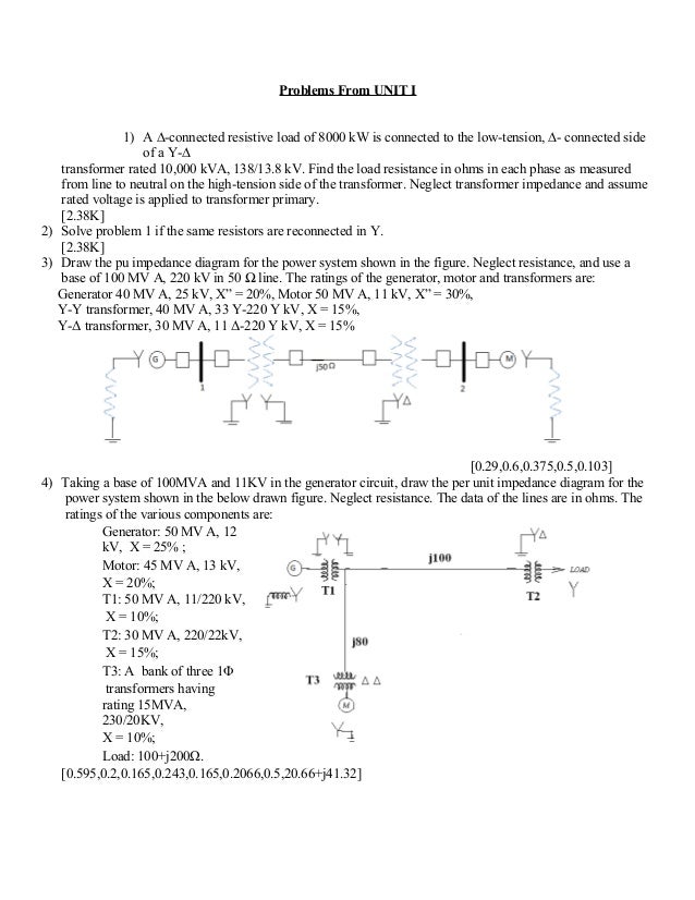 Unit 1, Power system Analysis