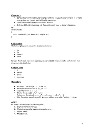 C# Unit 1 notes | PDF