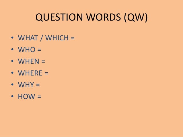 Starter words question Question Words