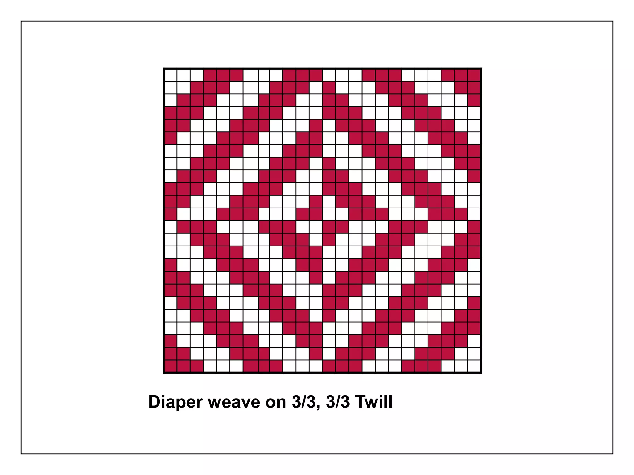 Diaper weave on 3/3, 3/3 Twill
 