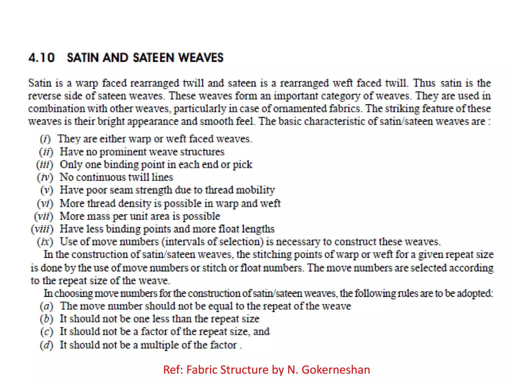 Ref: Fabric Structure by N. Gokerneshan
 