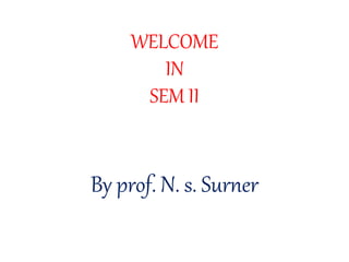 WELCOME
IN
SEM II
By prof. N. s. Surner
 