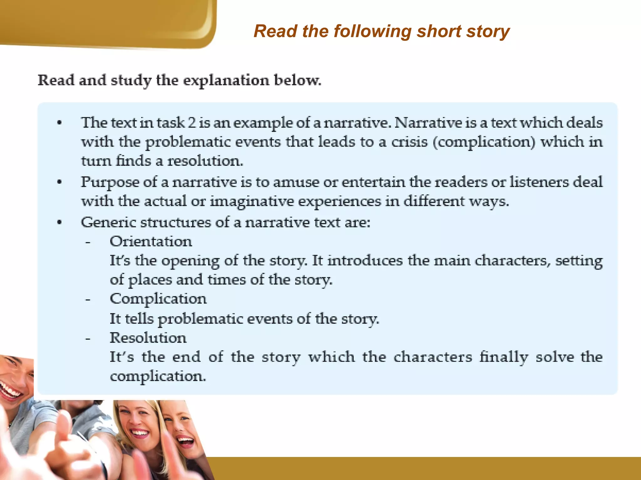 Read the following short story
 