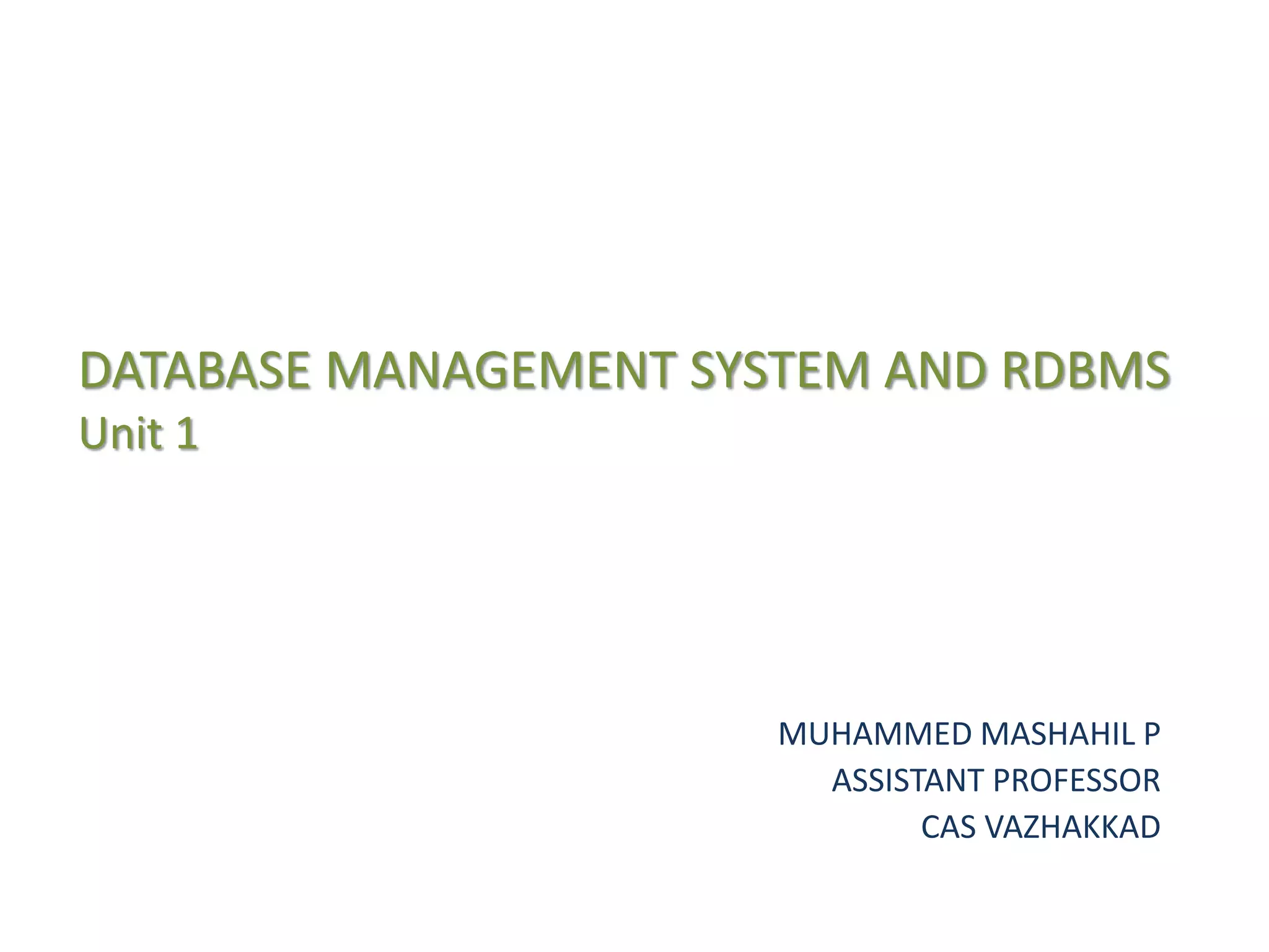 Unit1 DBMS Introduction | PPTX | Databases | Computer Software and ...