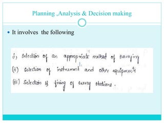 Planning ,Analysis & Decision making
 It involves the following
 