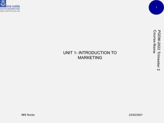 1
UNIT 1- INTRODUCTION TO
MARKETING
 