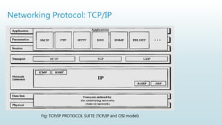 Networking Protocol: TCP/IP
Fig: TCP/IP PROTOCOL SUITE (TCP/IP and OSI model)
 