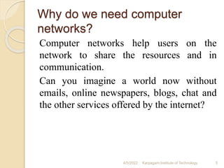 Why R Computer Networks Important Computer Networks - Unit 1 PPT | PPTX