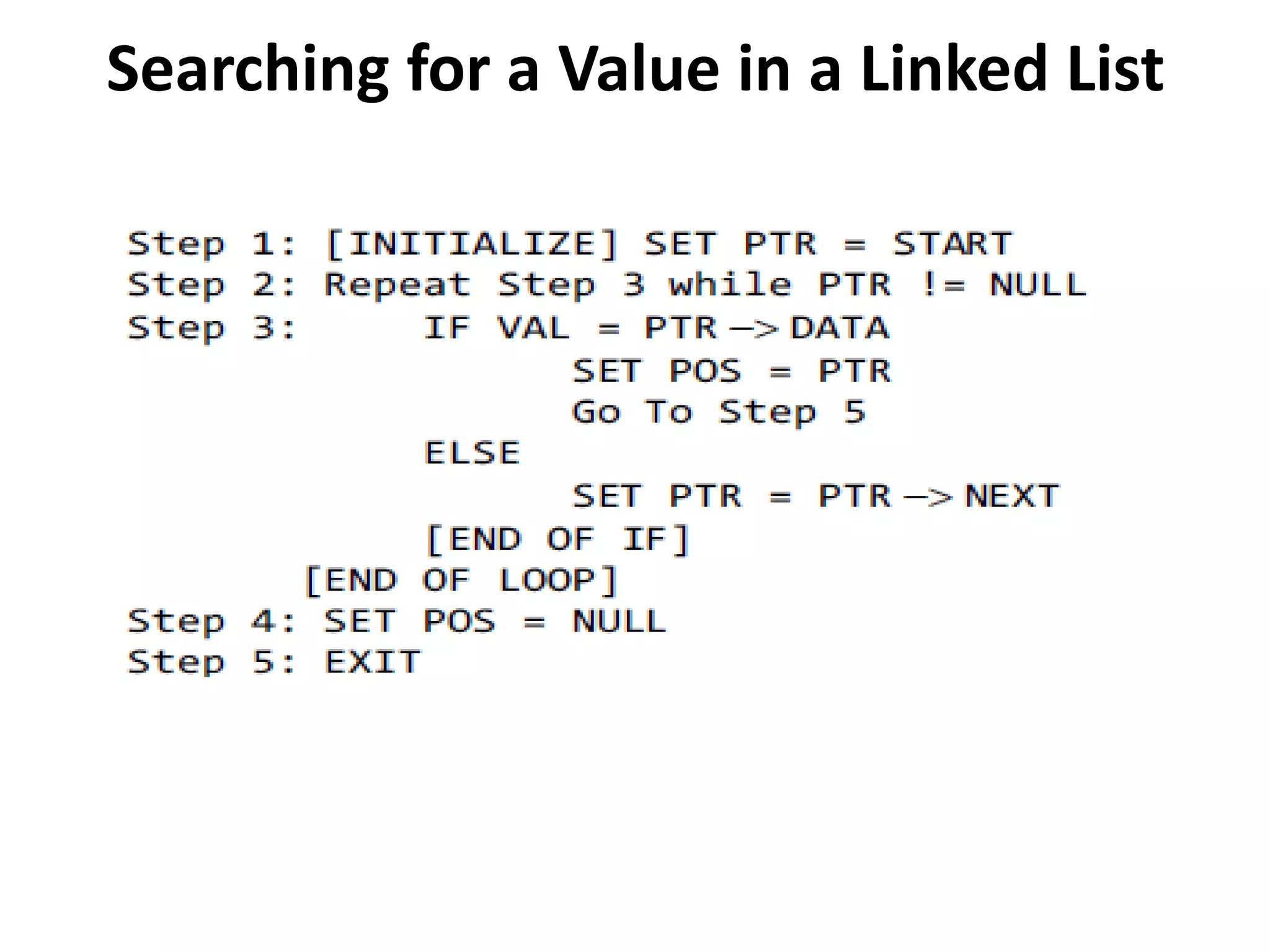 Searching for a Value in a Linked List
 