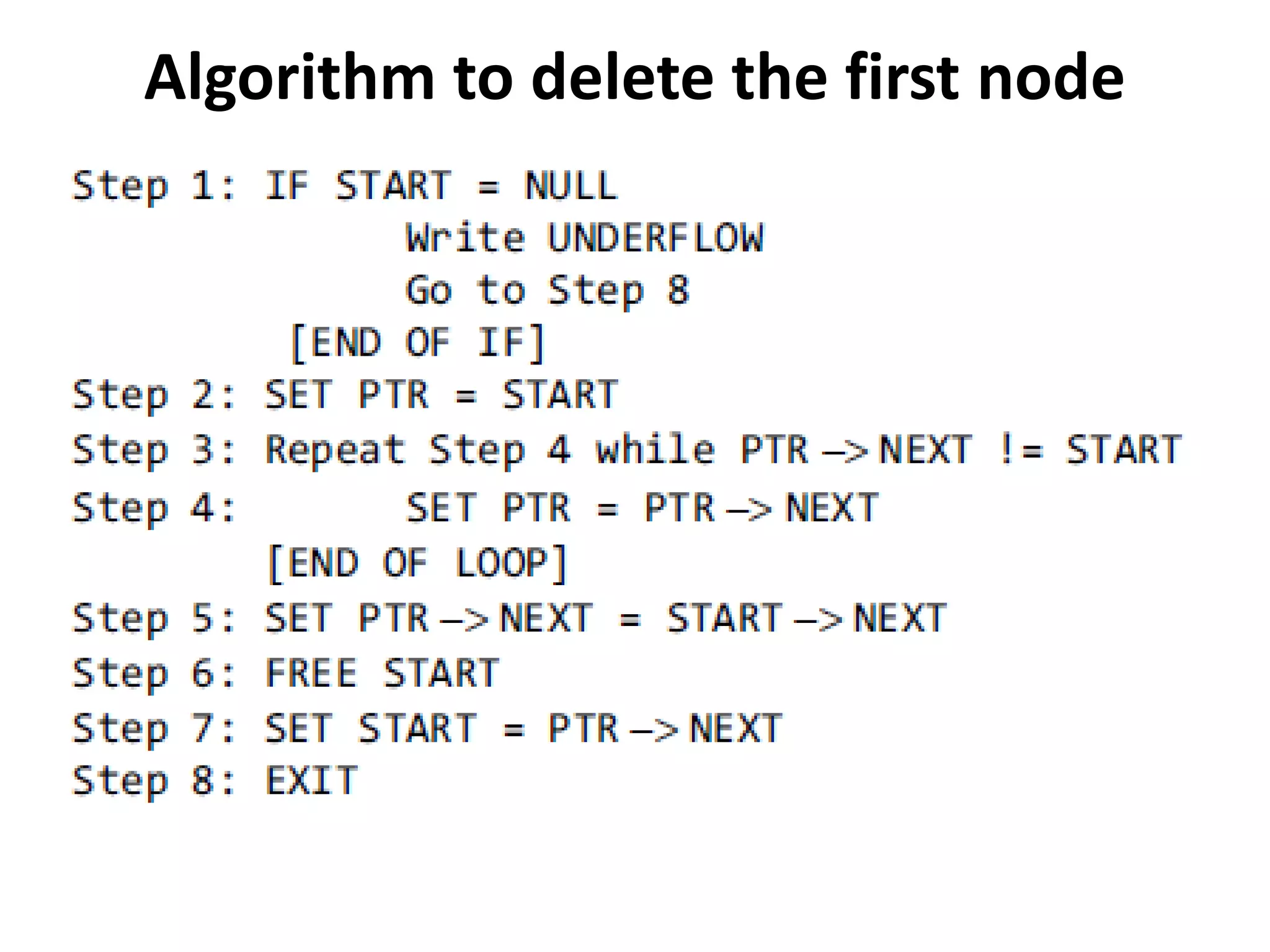 Algorithm to delete the first node
 