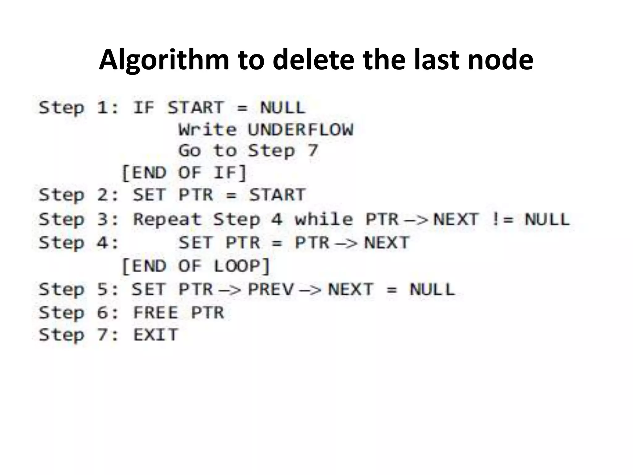 Algorithm to delete the last node
 