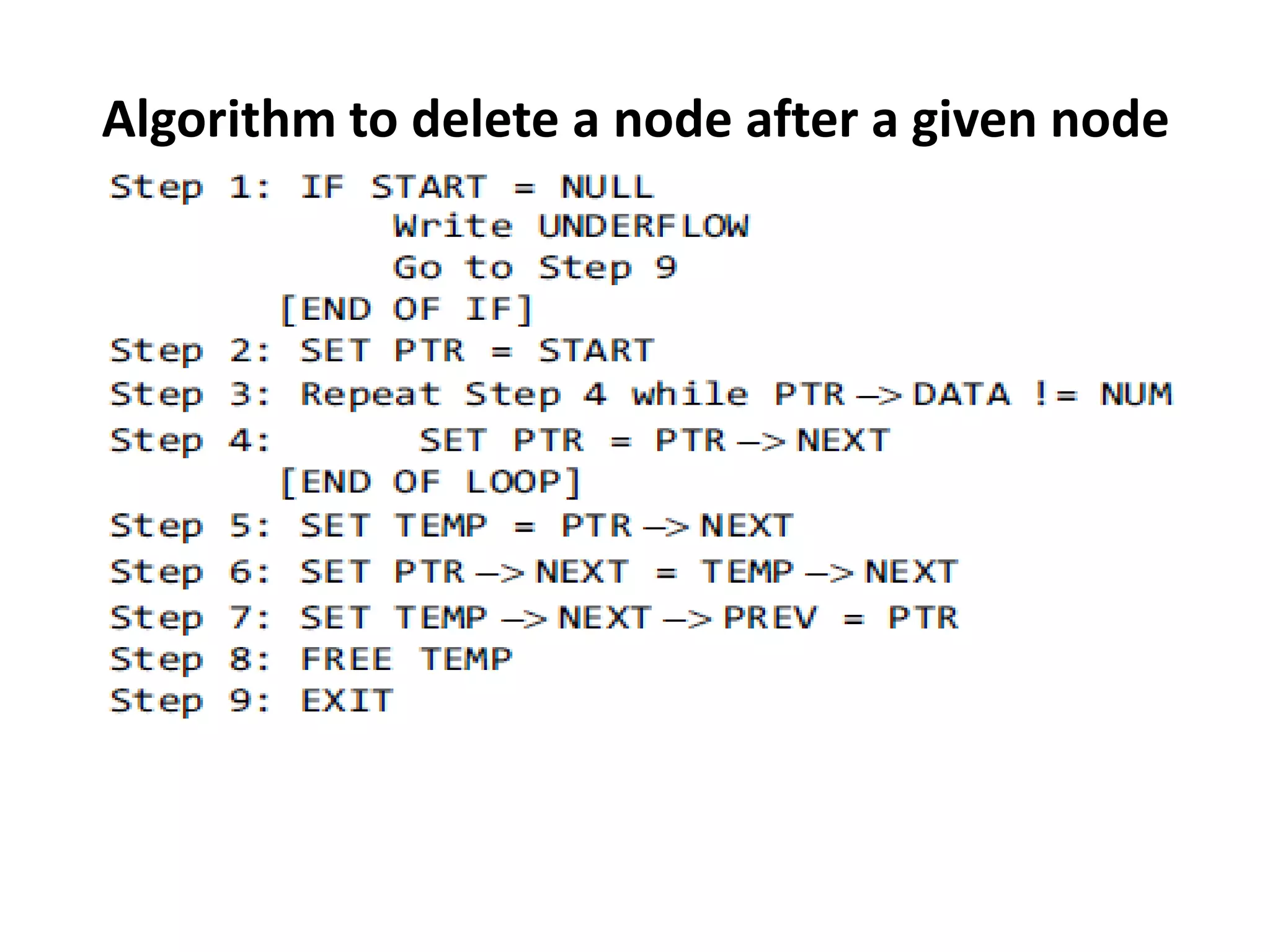 Algorithm to delete a node after a given node
 