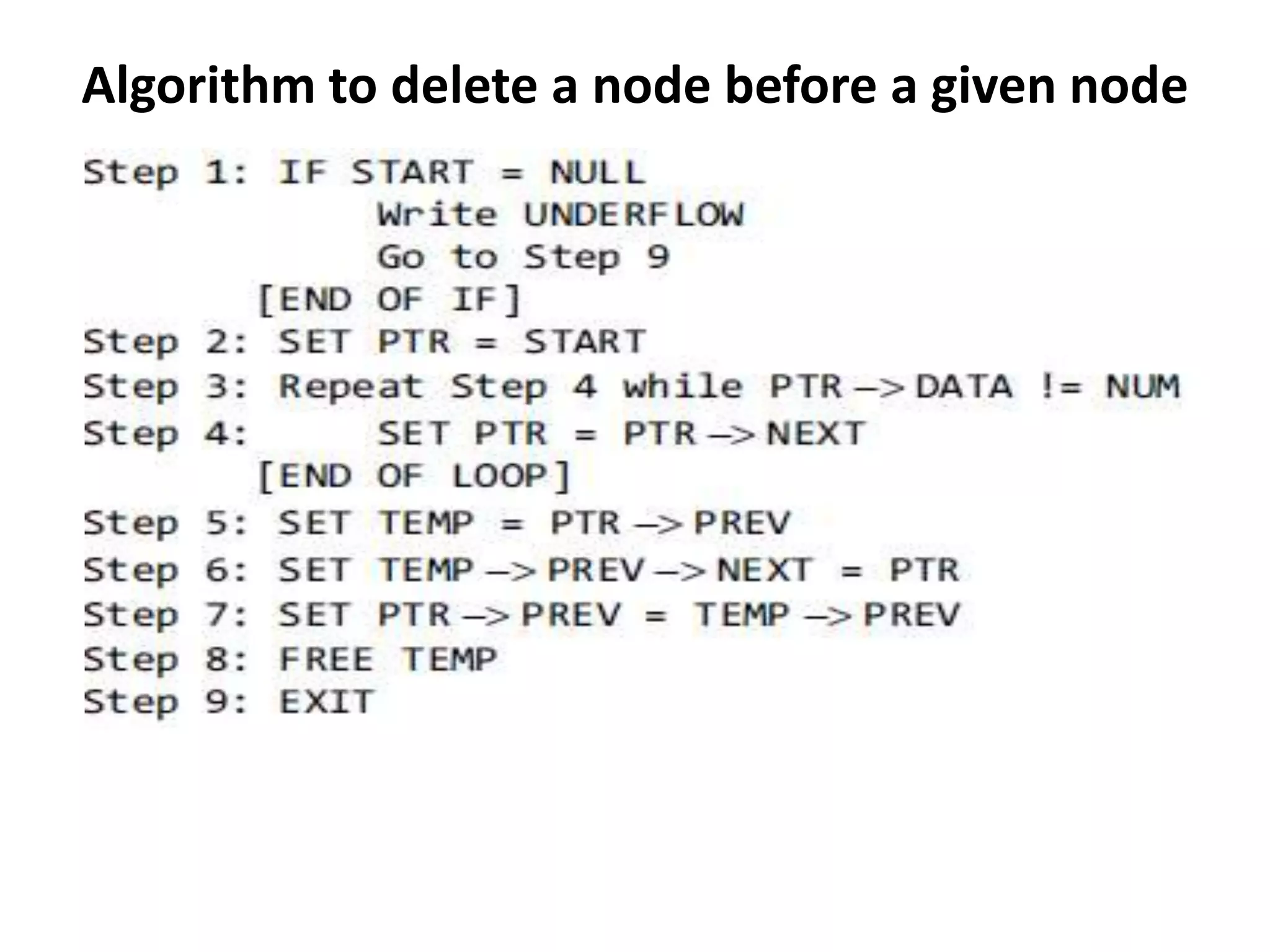 Algorithm to delete a node before a given node
 