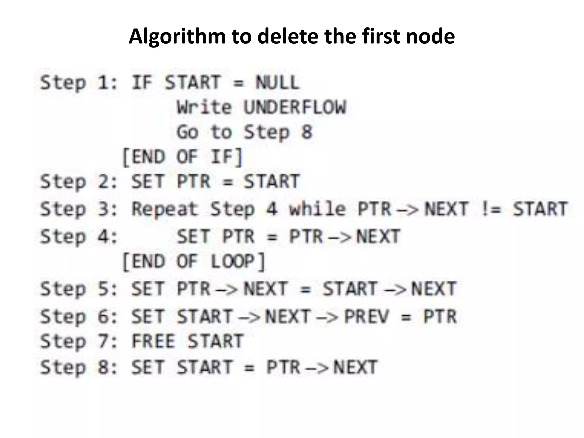 Algorithm to delete the first node
 