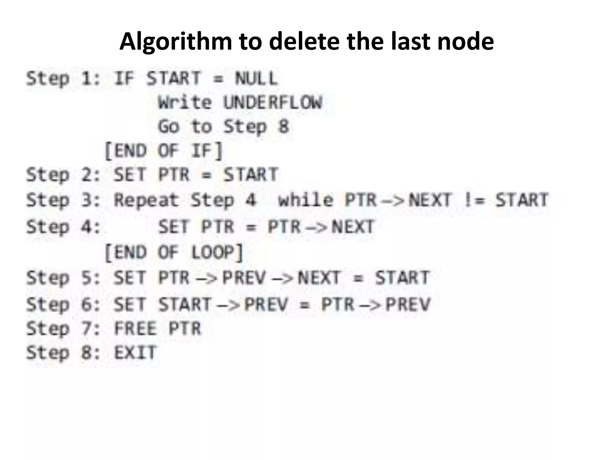 Algorithm to delete the last node
 