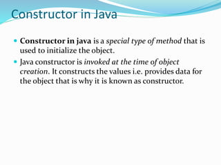 Rules for creating java constructor
 There are basically two rules defined for the
constructor.
 Constructor name must b...