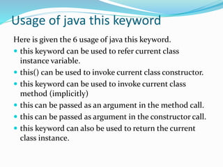 Understanding the problem
without this keyword
 class Student10{
 int id;
 String name;

 Student10(int id,String nam...