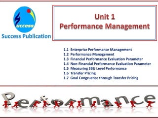 1.1 Enterprise Performance Management
1.2 Performance Management
1.3 Financial Performance Evaluation Parameter
1.4 Non-Financial Performance Evaluation Parameter
1.5 Measuring SBU Level Performance
1.6 Transfer Pricing
1.7 Goal Congruence through Transfer Pricing
 