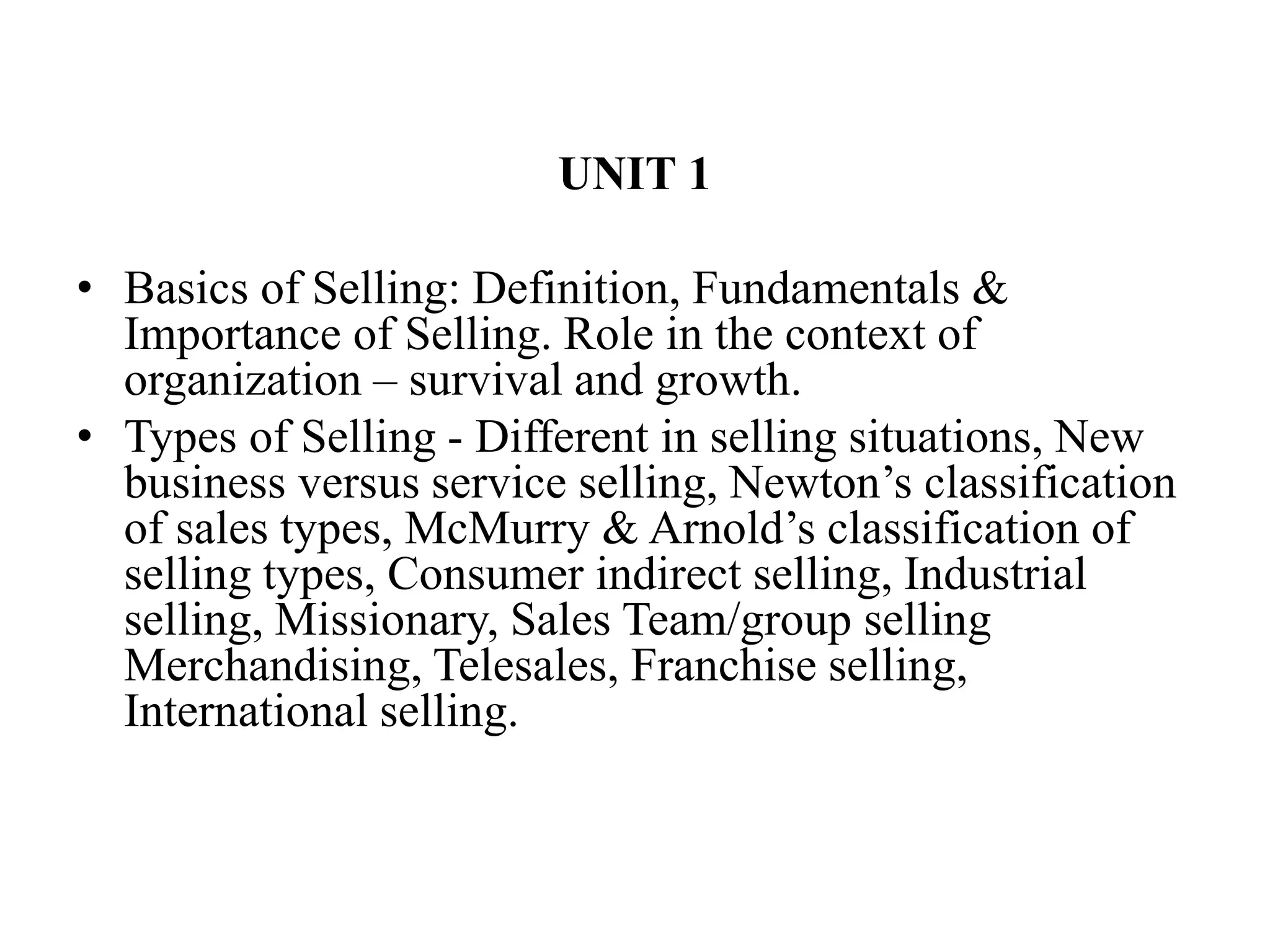 Unit 1 Selling And Negotiation Skills Pptx Unit 1 Selling And Negotiation Skills Pptx