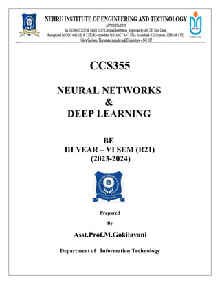 CCS355 Neural Networks & Deep Learning Unit 1 PDF notes with Question ...
