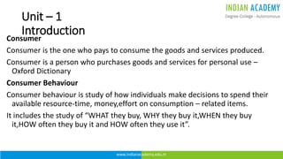 Introduction For Consumer Development Introduction of Consumer behaviour - Bangalore University | PPTX