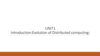 UNIT1
Introduction:Evolution of Distributed computing:
 