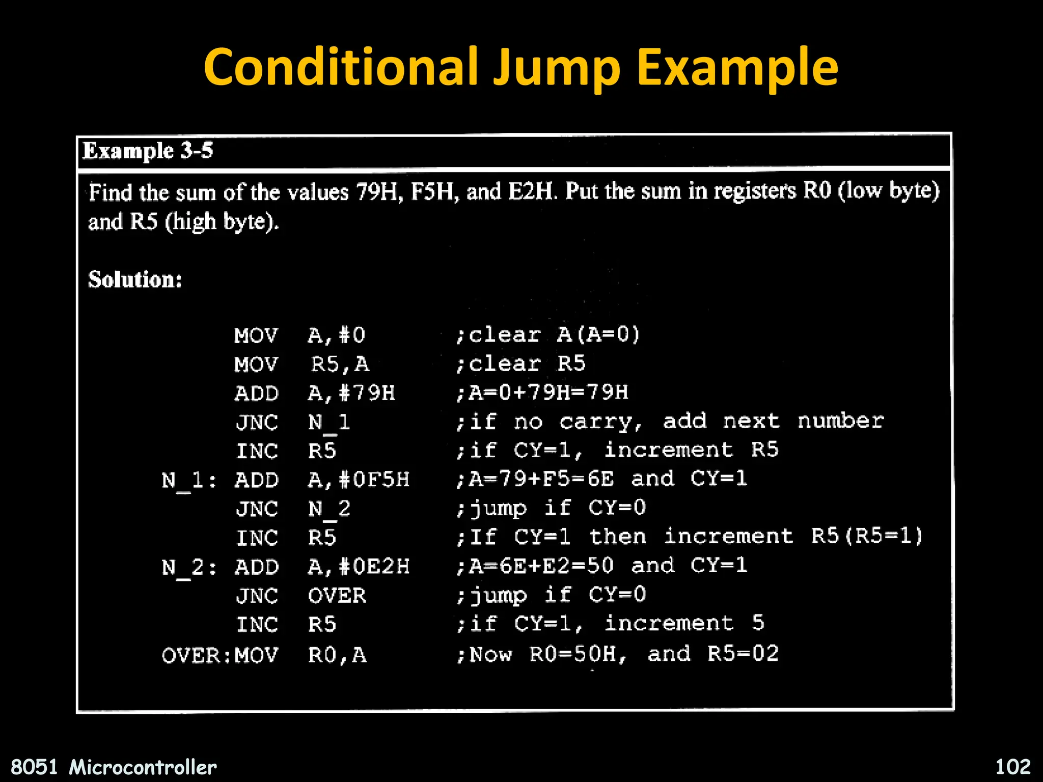 Conditional Jump Example 8051 Microcontroller 102 