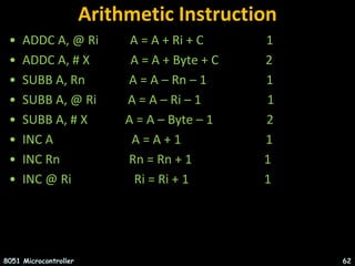 INTRODUCTION TO MICROCONTROLLERS(8051) ARCHITECTURE,INSTRUCTION SET ...