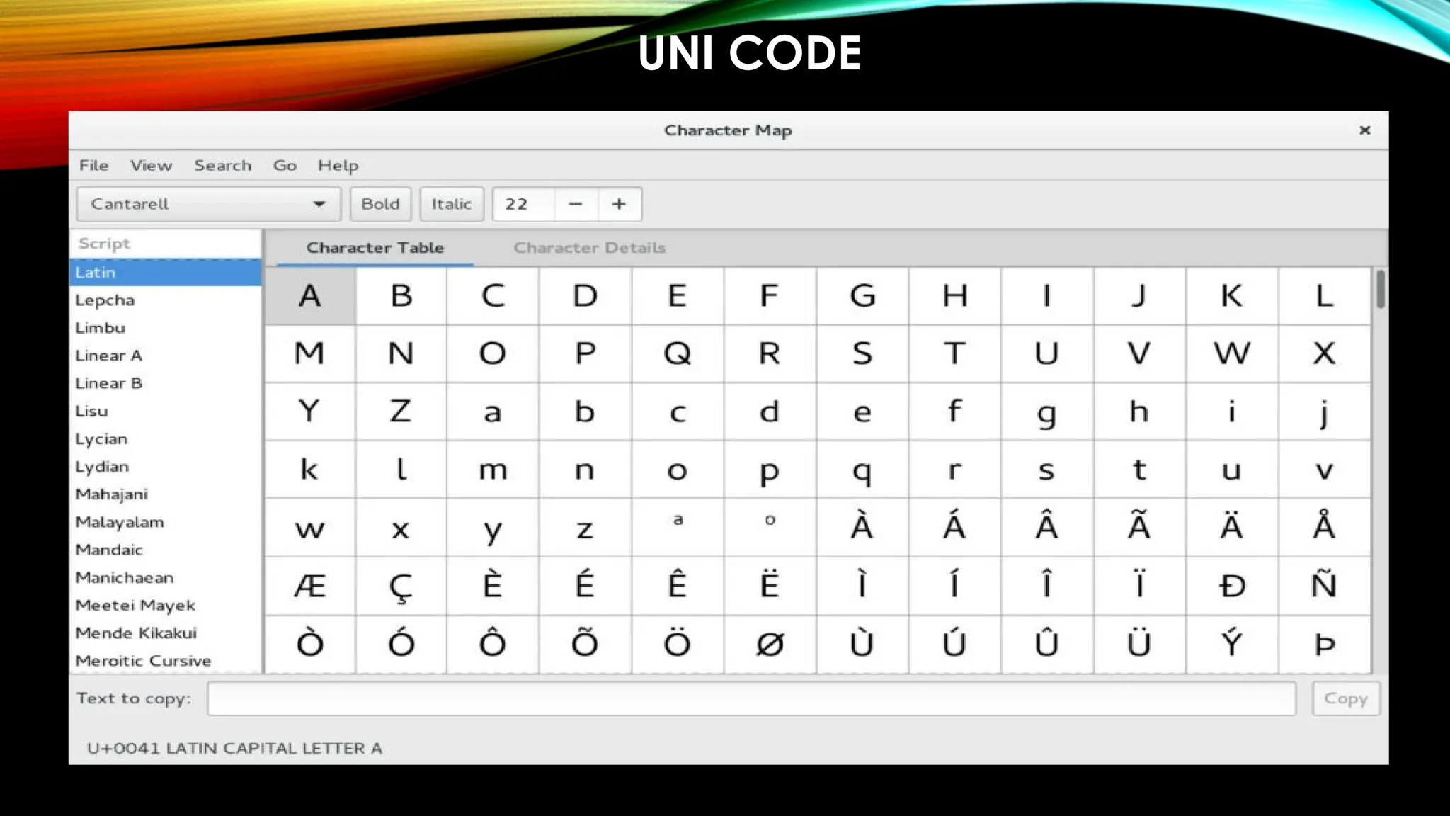 UNI CODE
 