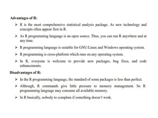R PROGRAMMING INTRODUCTION AND FEATURES, | PPT