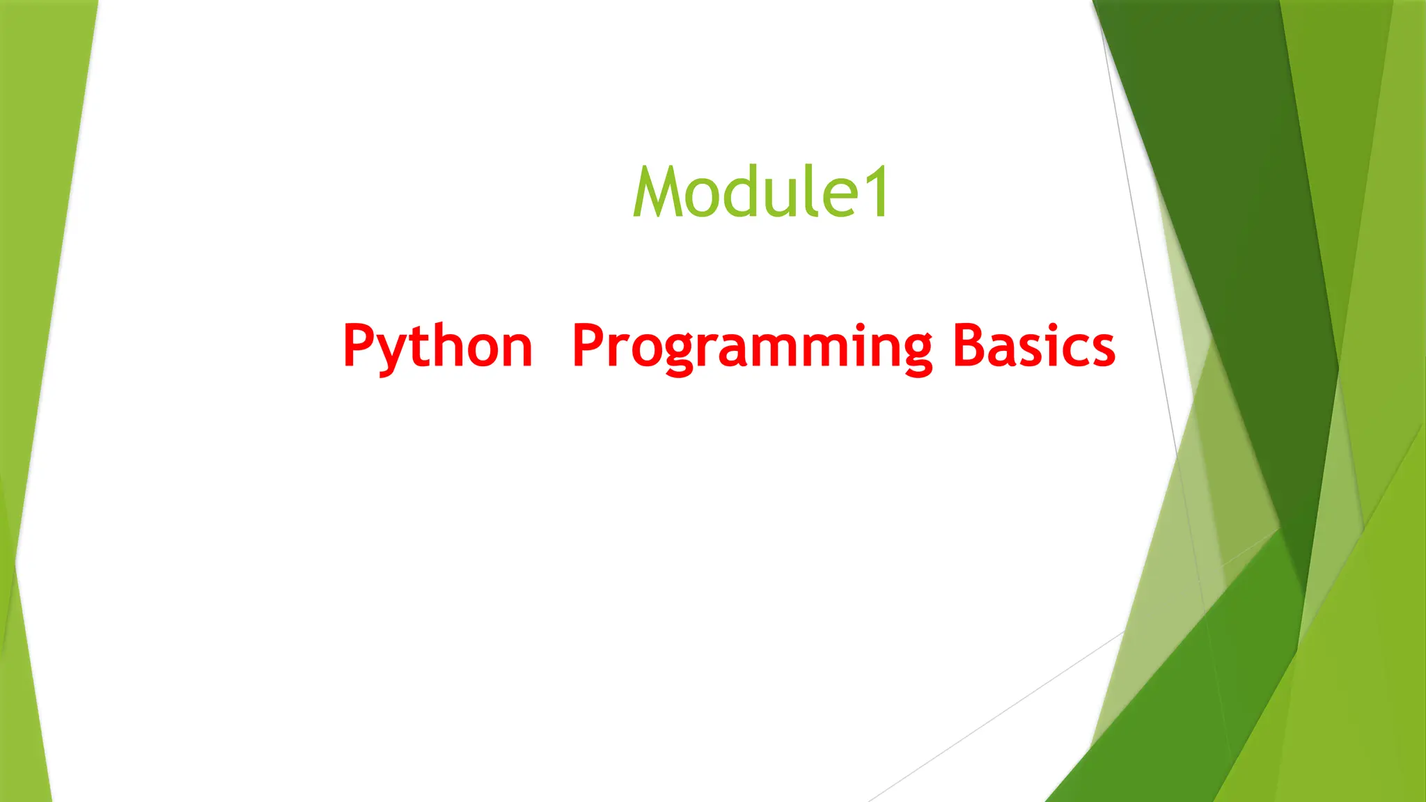Module1
Python Programming Basics
 