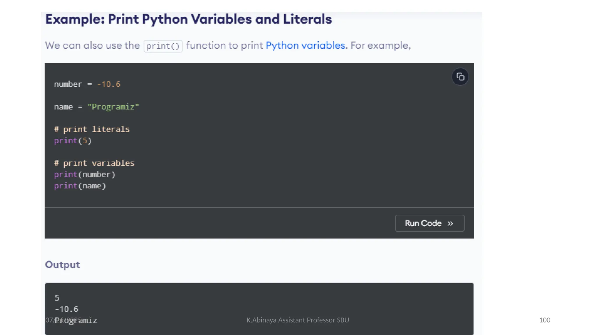 07/26/2025 K.Abinaya Assistant Professor SBU 100
 