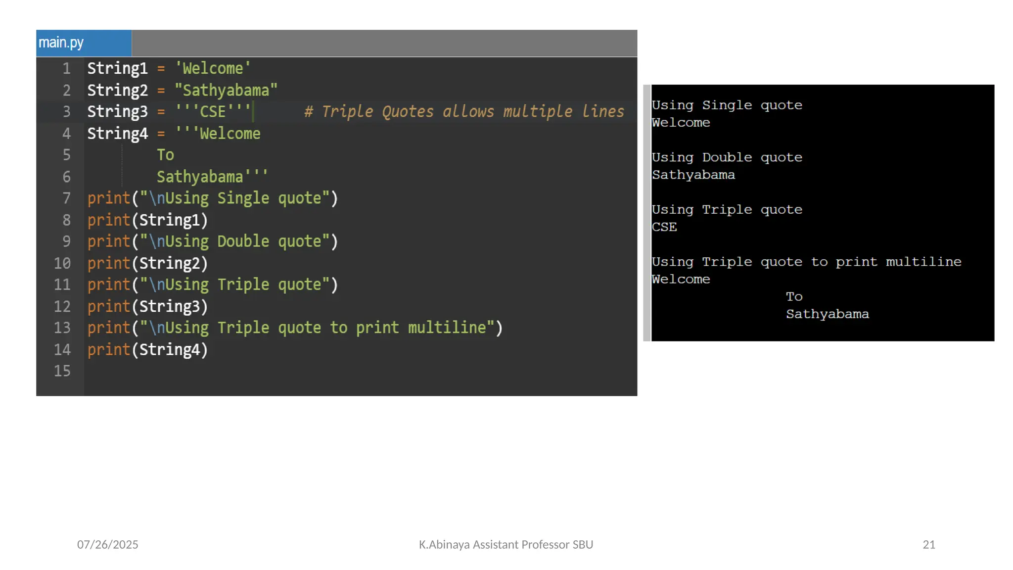 07/26/2025 K.Abinaya Assistant Professor SBU 21
 