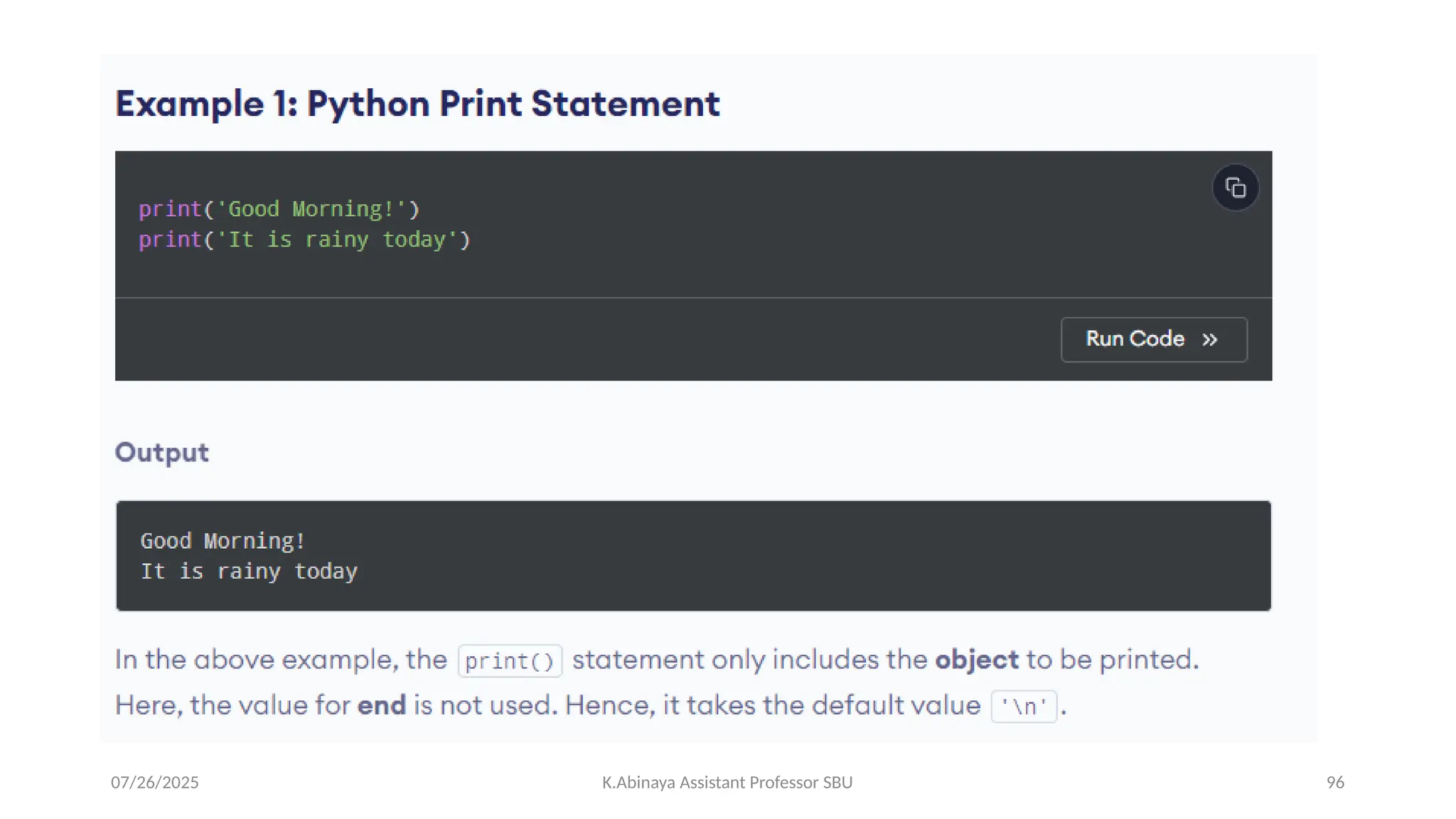 07/26/2025 K.Abinaya Assistant Professor SBU 96
 