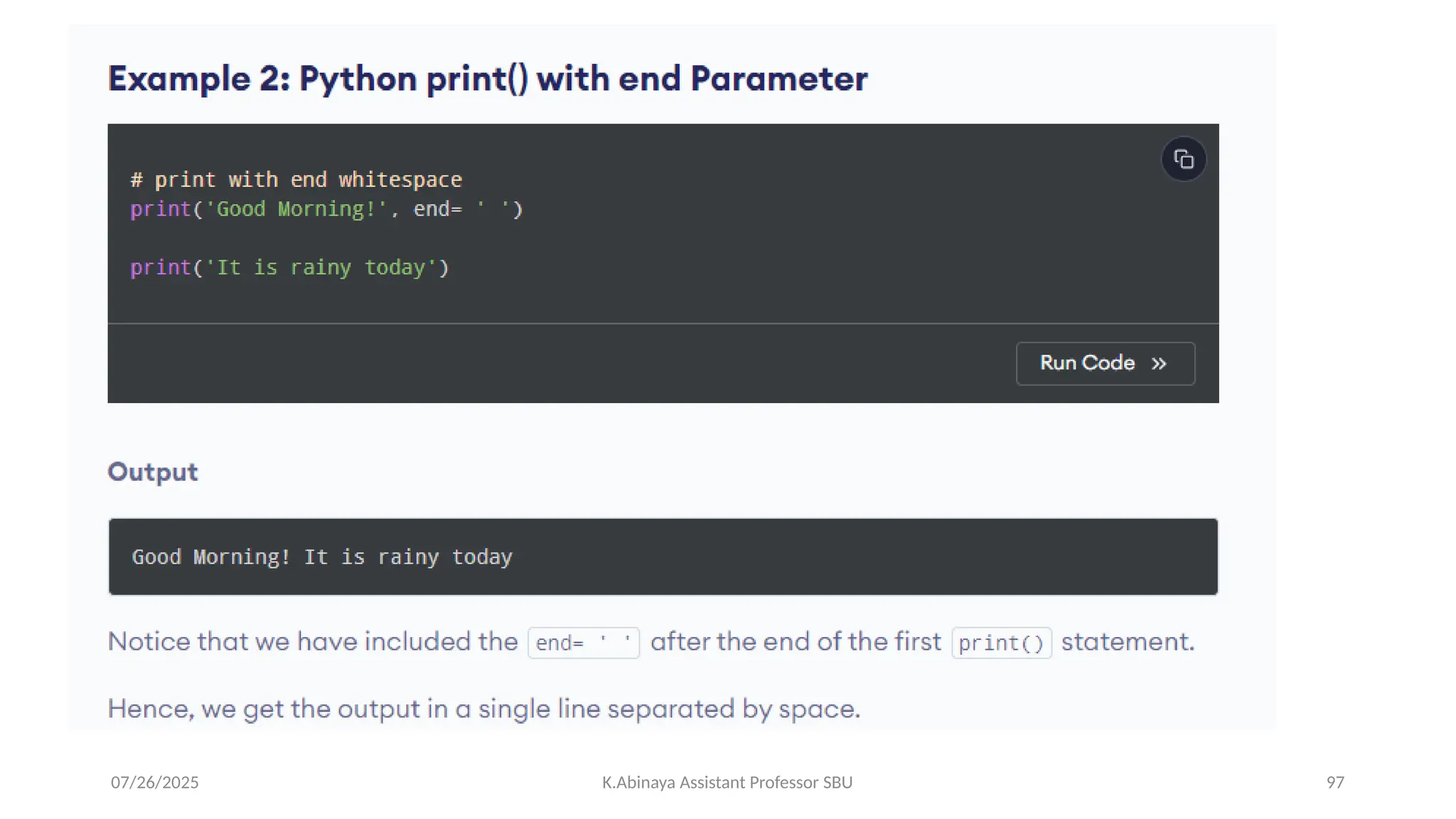 07/26/2025 K.Abinaya Assistant Professor SBU 97
 