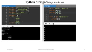 Python Strings-Strings are Arrays
07/26/2025 K.Abinaya Assistant Professor SBU 51
 